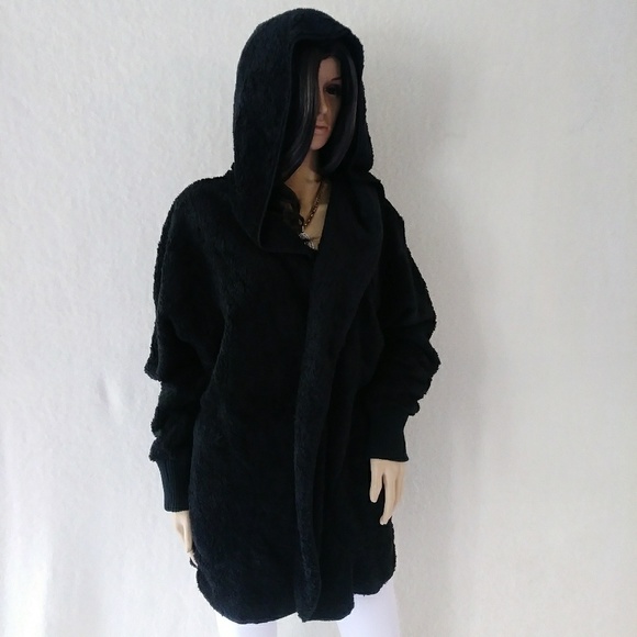 SALE Plush Sherpa Snuggly Hoodie Open Front Jacket - Picture 5 of 6